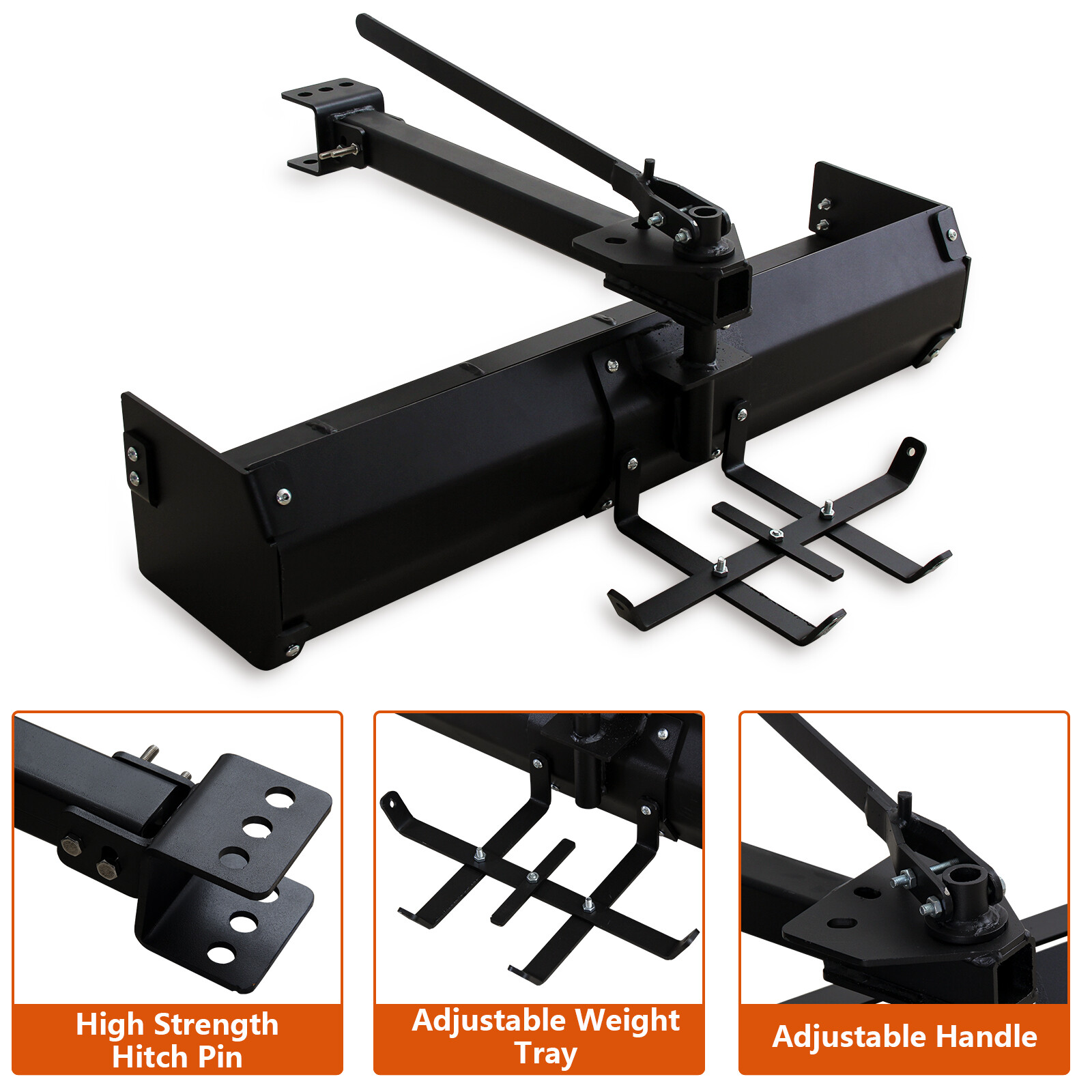 42″ Tow Behind Box Scraper Lawn Tractor Attachments Blade Hitch Tow for ATV UTV