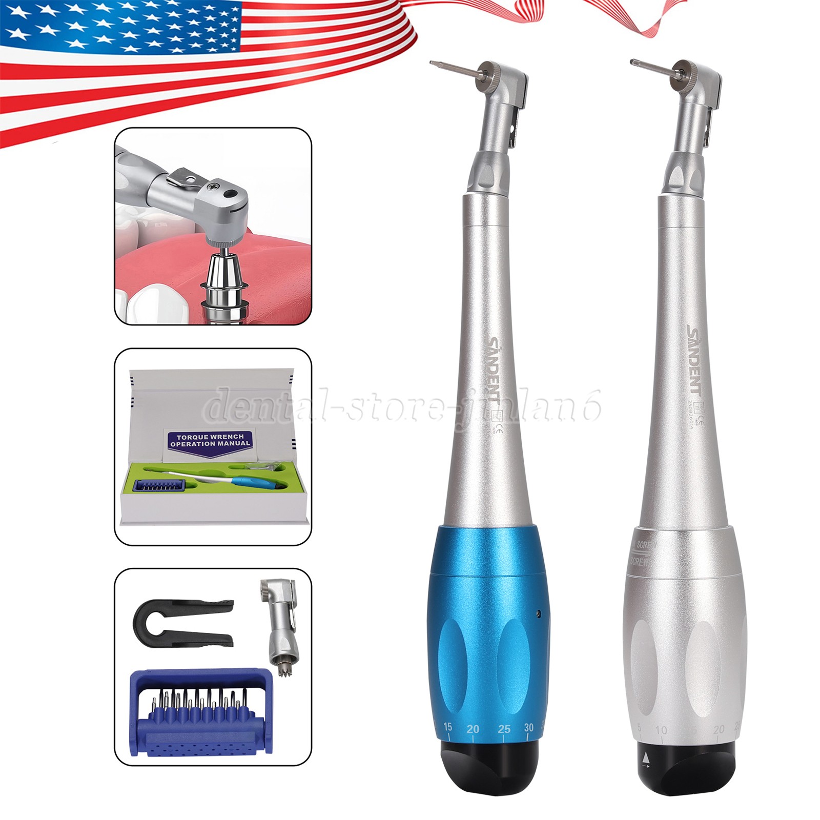 Dental Universal Implant Kit Torque Wrench Contra Angle & 16pcs Drivers 4 Type