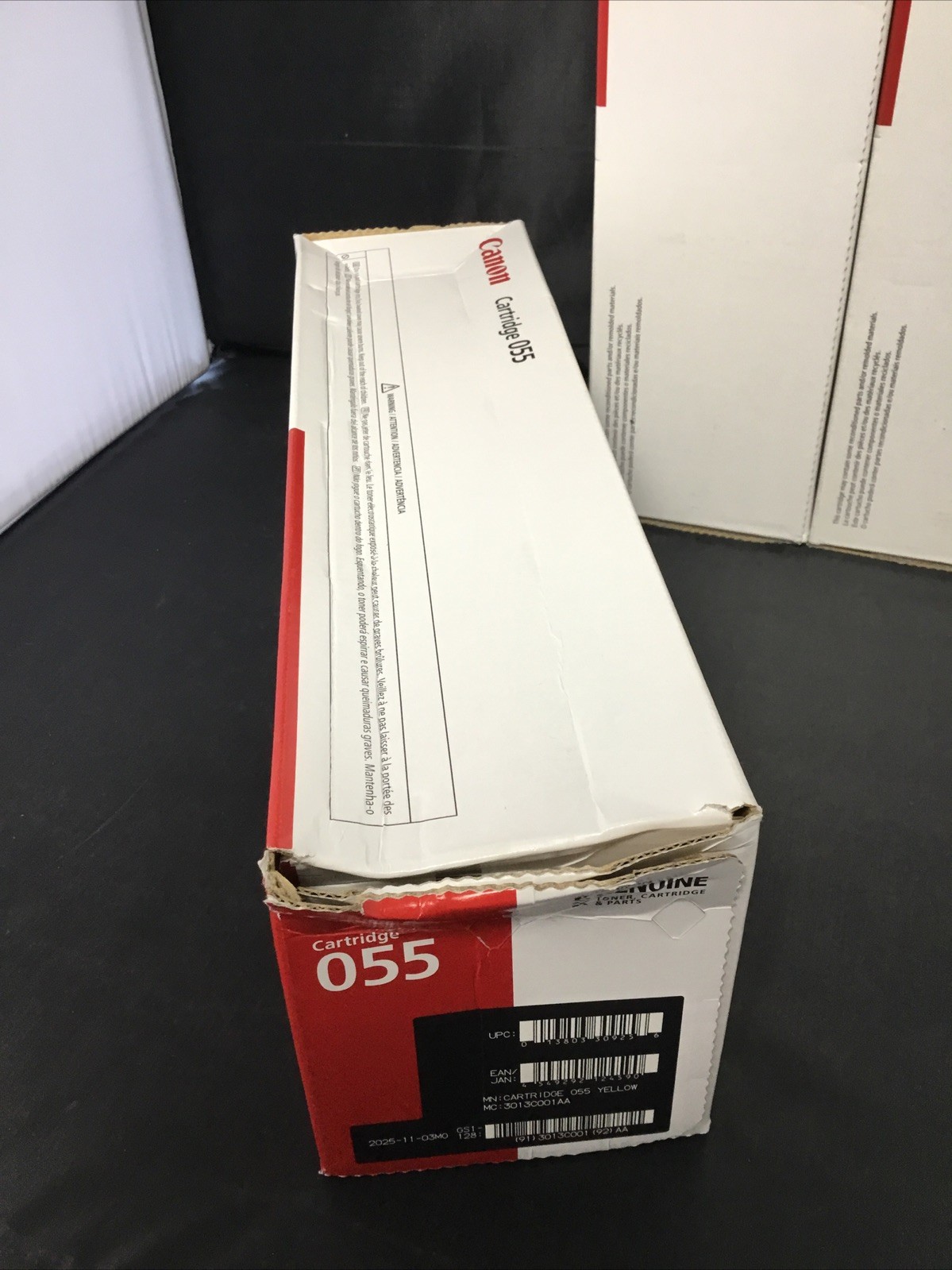 Canon 055 Toner Cartridges 3 PACK CYAN/MAGENTA/YELLOW (YELLOW BOX DENTED)