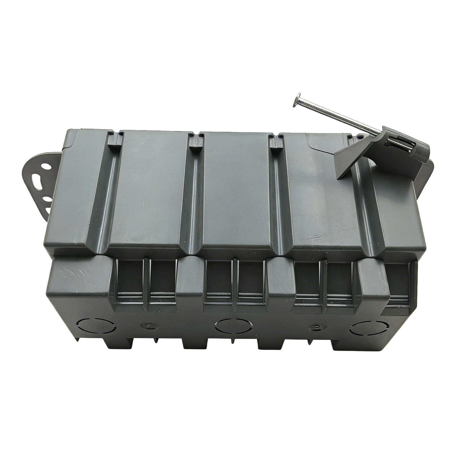 4-Gang PVC Electrical Box, 87 Cu In, ETL Listed, Nail-On w/ Bracket, Gray