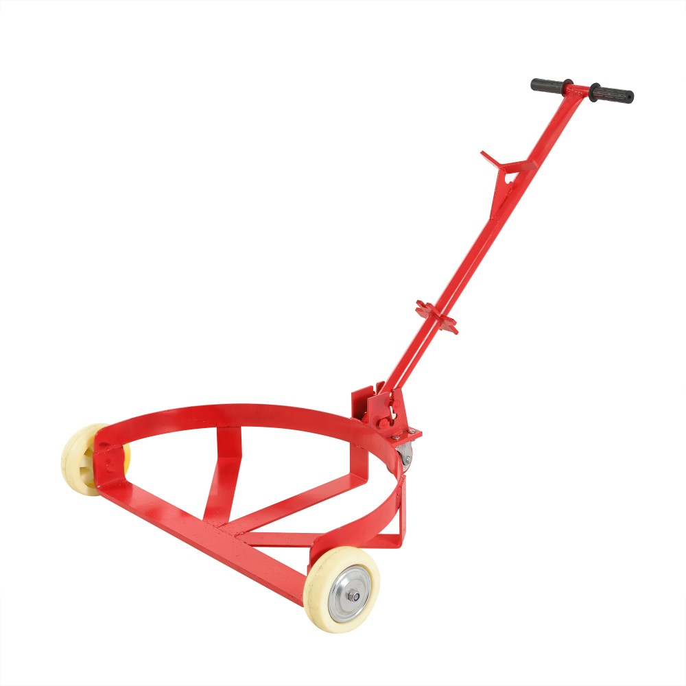 55 Gallon Drum Dolly 1200lbs capacity with 2 fixed PU Wheels and 1 swivel wheel