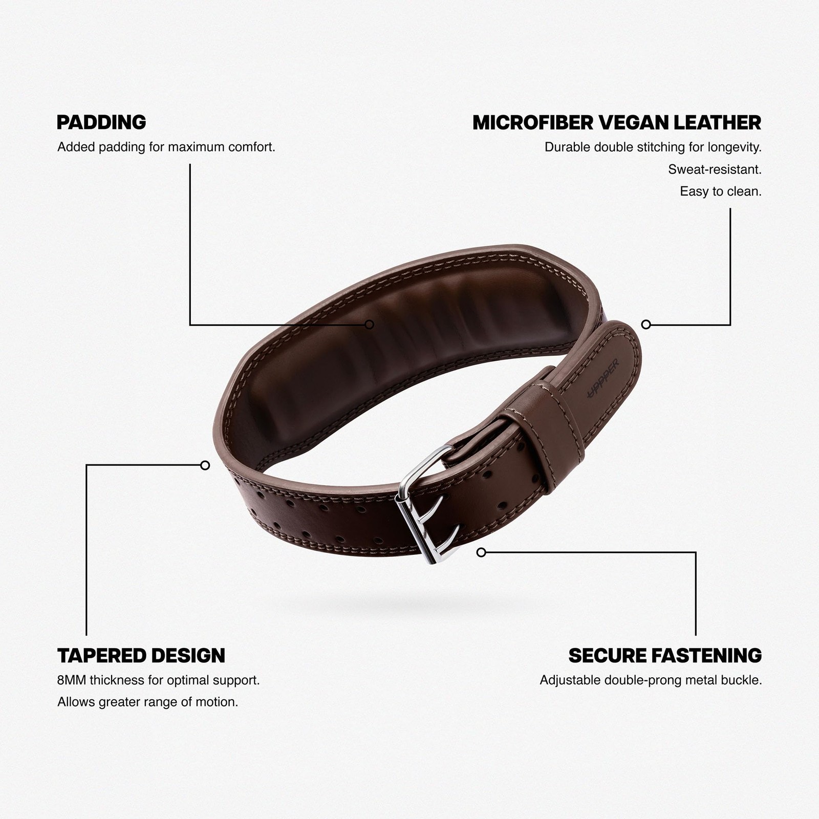 Uppper Weight Lifting Belt – Double Prong 4 To 2.5 Tapered Premium Lifting Belt