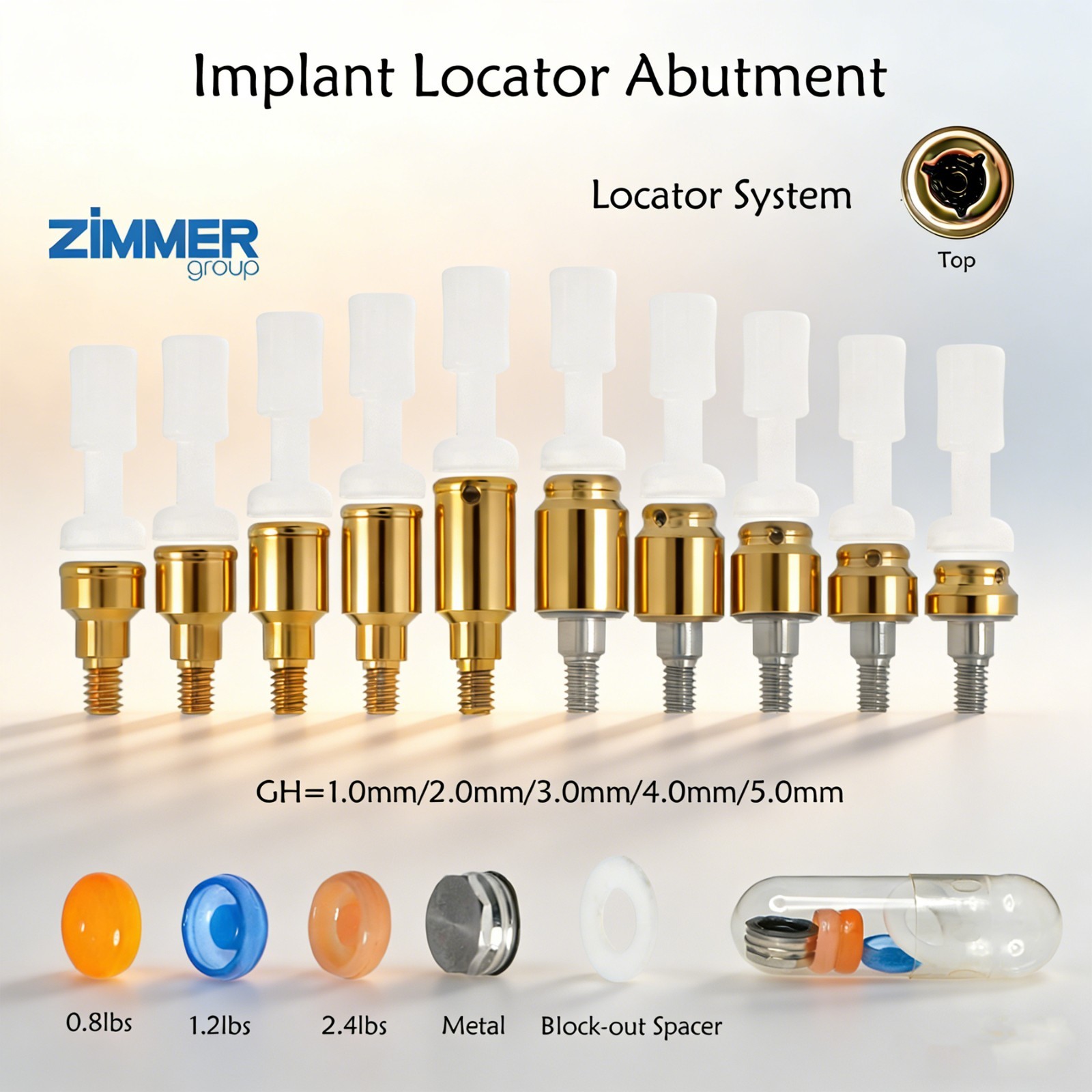 Zest Implant Locator Abutment for Zimmer Screw-Vent 3.5/4.5 Platform 1-5.0mm GH