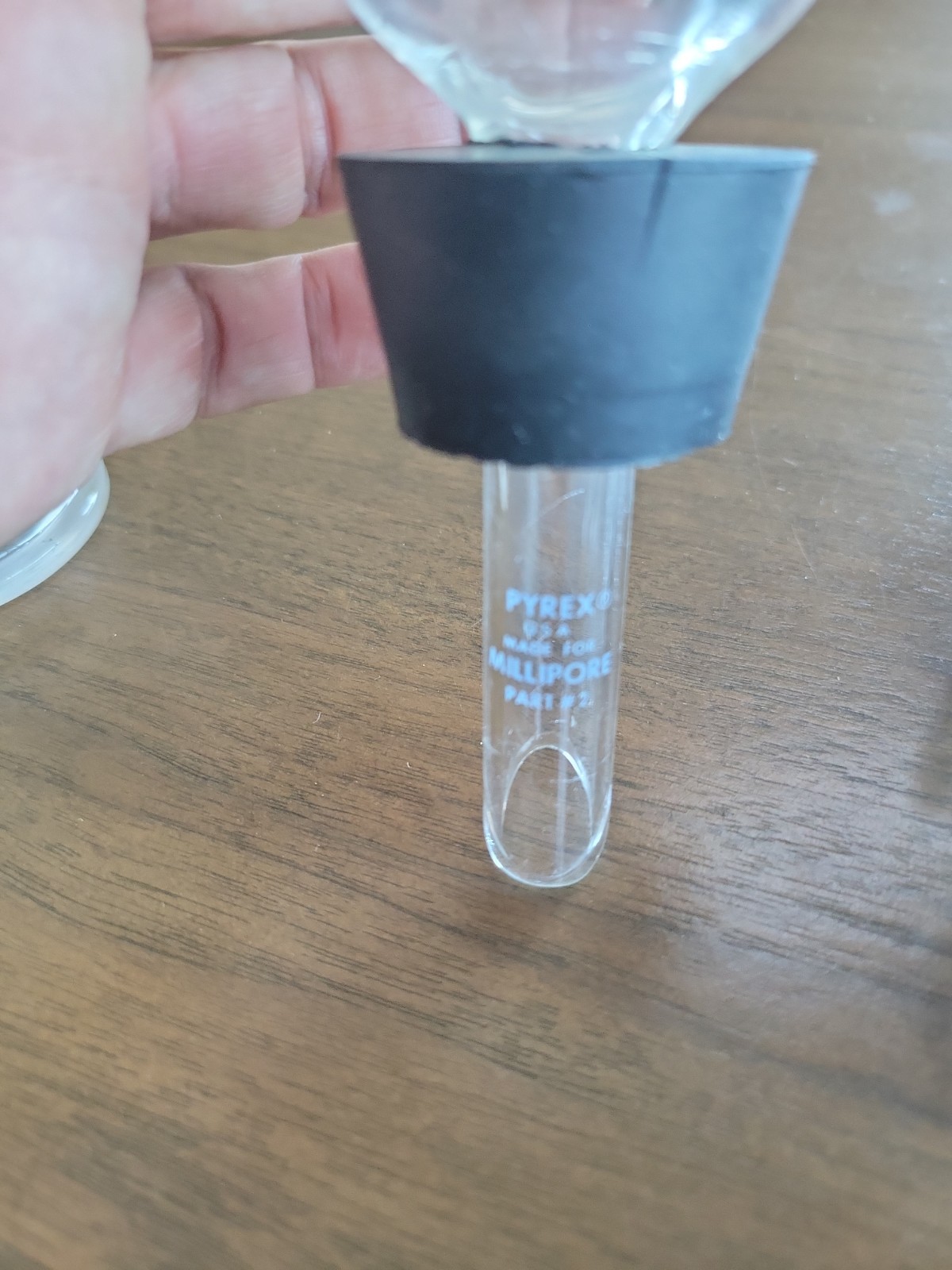 Millipore Pyrex #4 300mL Glass Funnel and PYREX Part #2 Funnel Filter