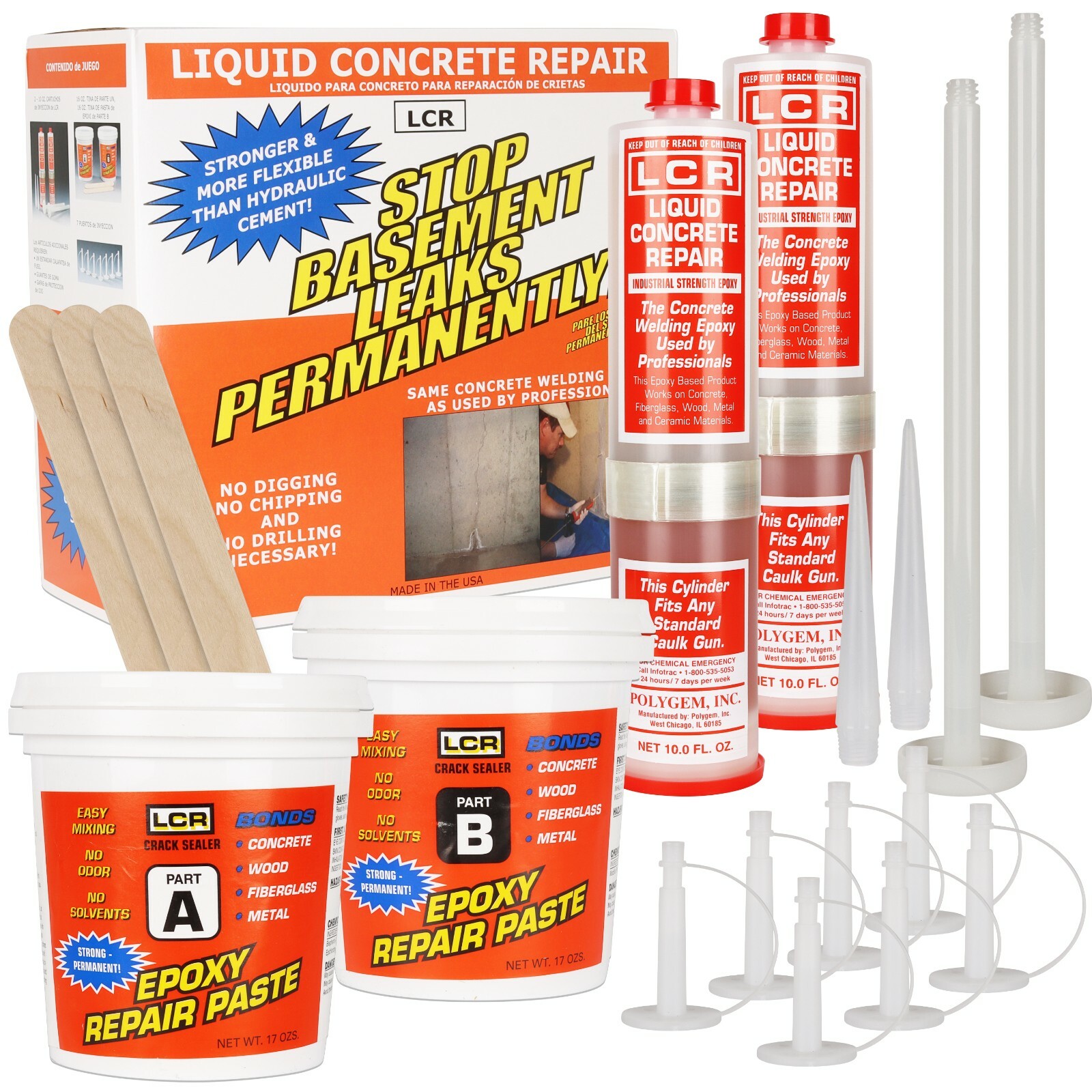 Polygem LCR Epoxy Concrete Crack Repair Kit – Permanently Bonds & Prevents Leaks