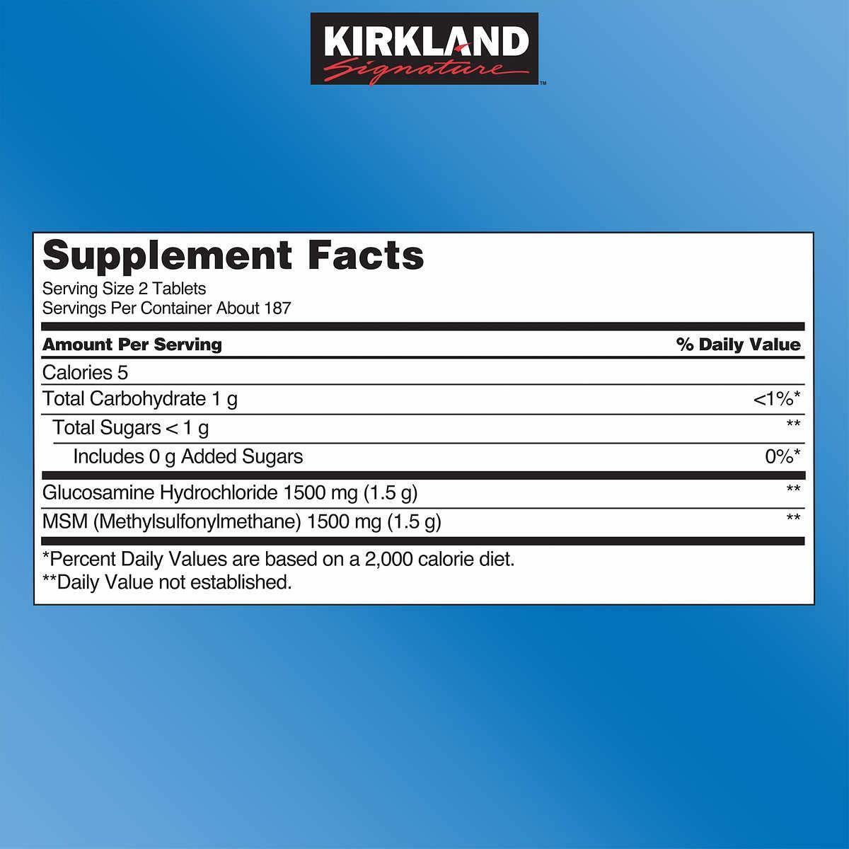 Kirkland Signature Extra Strength Glucosamine HCI 1500mg, With MSM 1500 mg, Supe