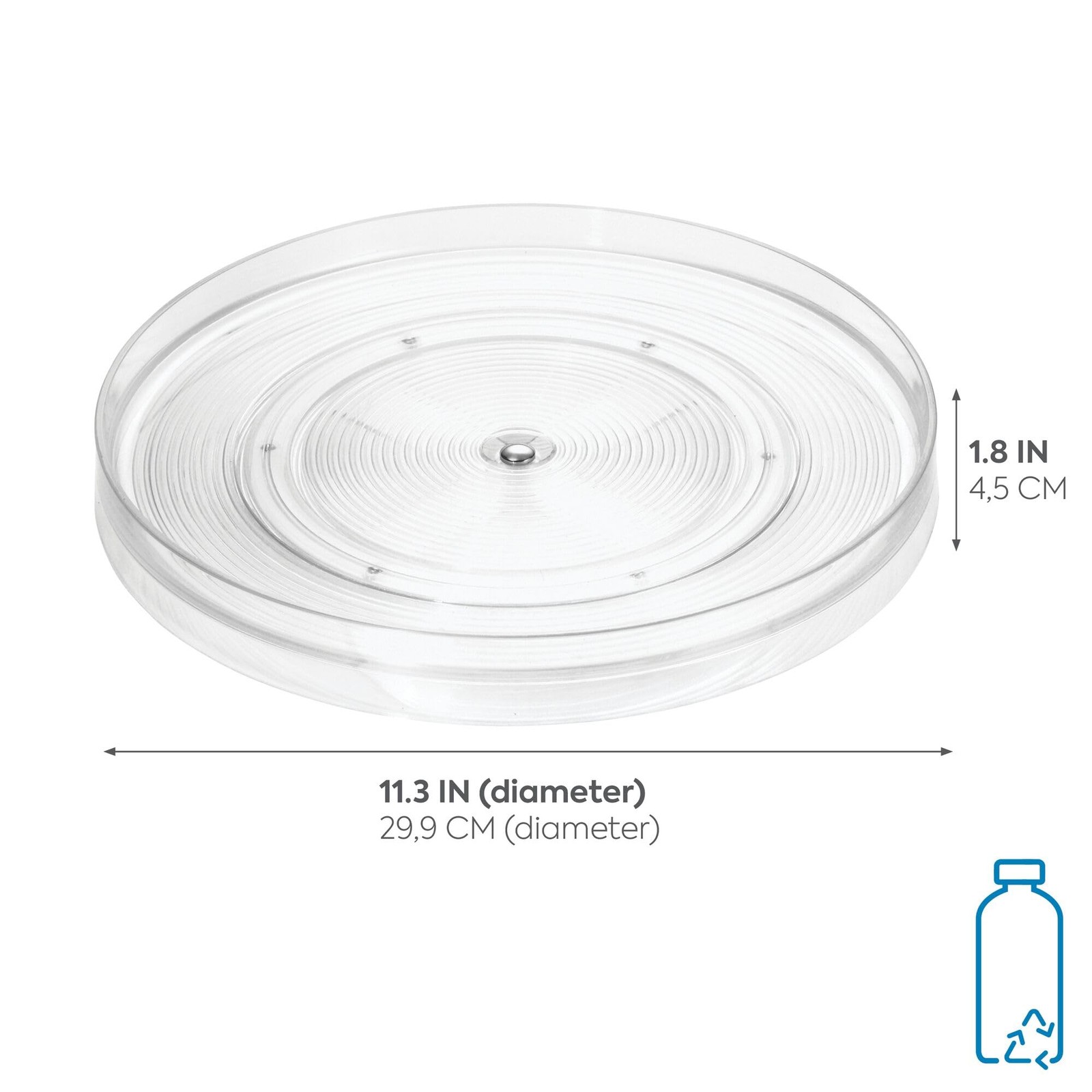 iDesign Recycled Plastic Lazy Susan Turntable Organizer, The 11 Inch, Clear
