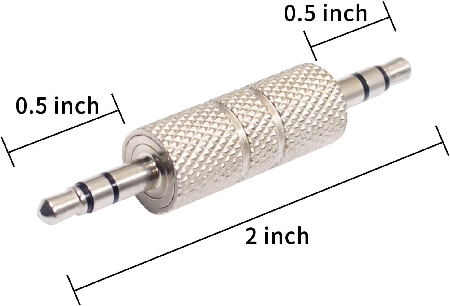 Metal Silver 3.5mm Male to Male Stereo Audio Adapter Earphone Audio Headphone