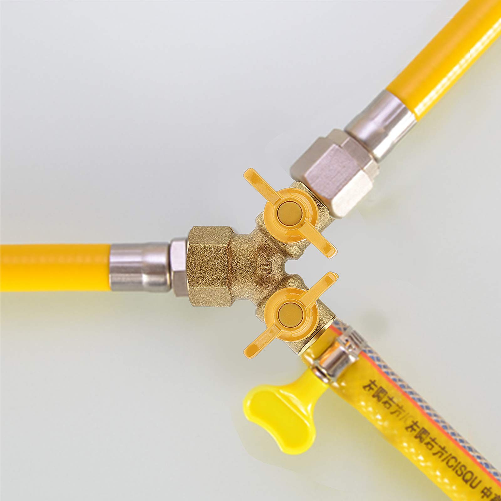 1 Pc Brass Two Way Natural Gas Pipe Splitter Connector Piece Adapter Valve
