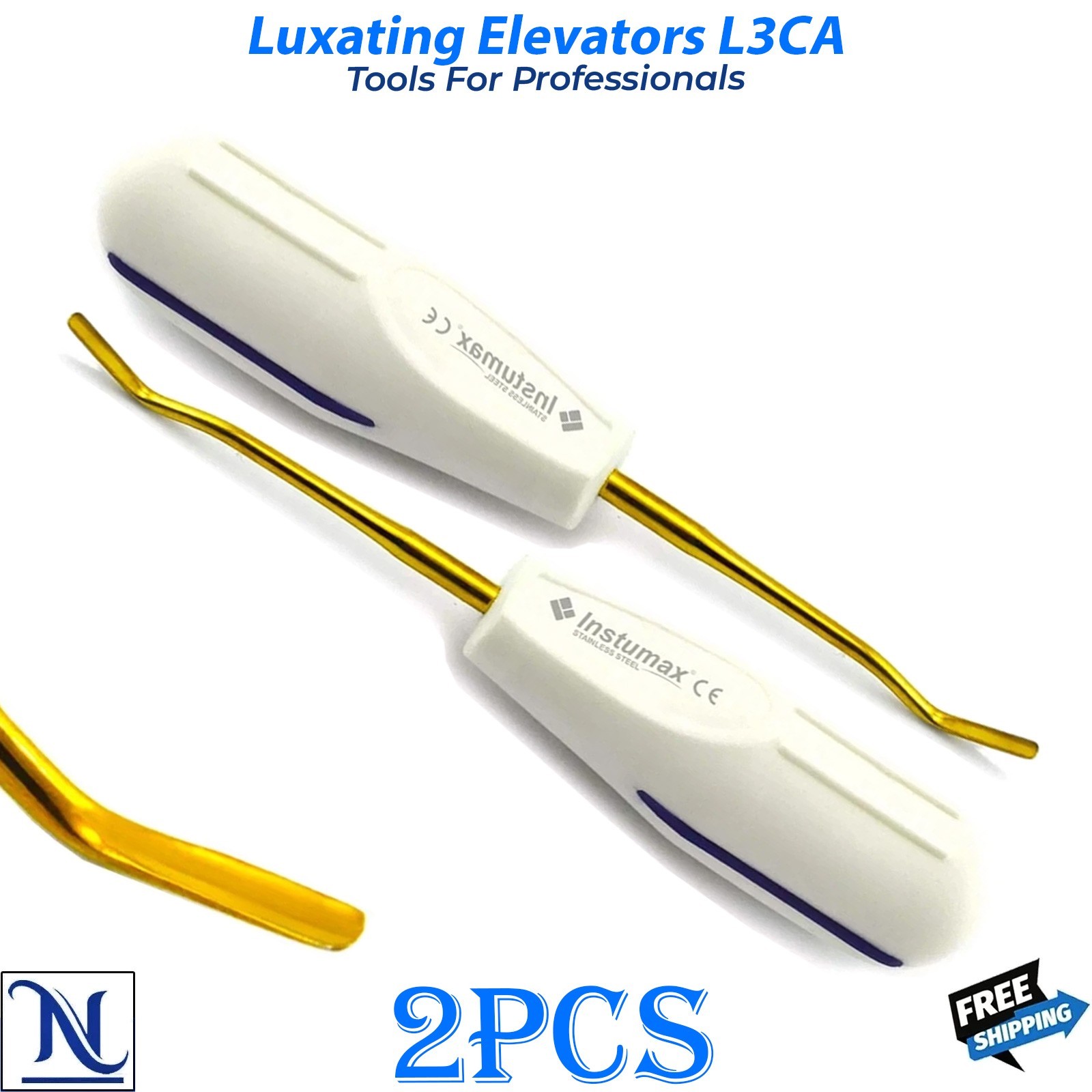 Professional Dental Luxating Periotome L3CA Gold Tip Root Elevator Atraumatic