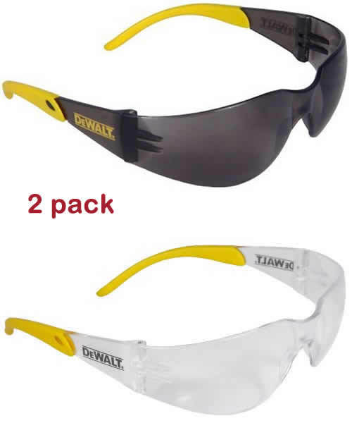 Dewalt DPG54-2-1C Protector Smoke/Clear High Performance Safety GLASSES 2pack
