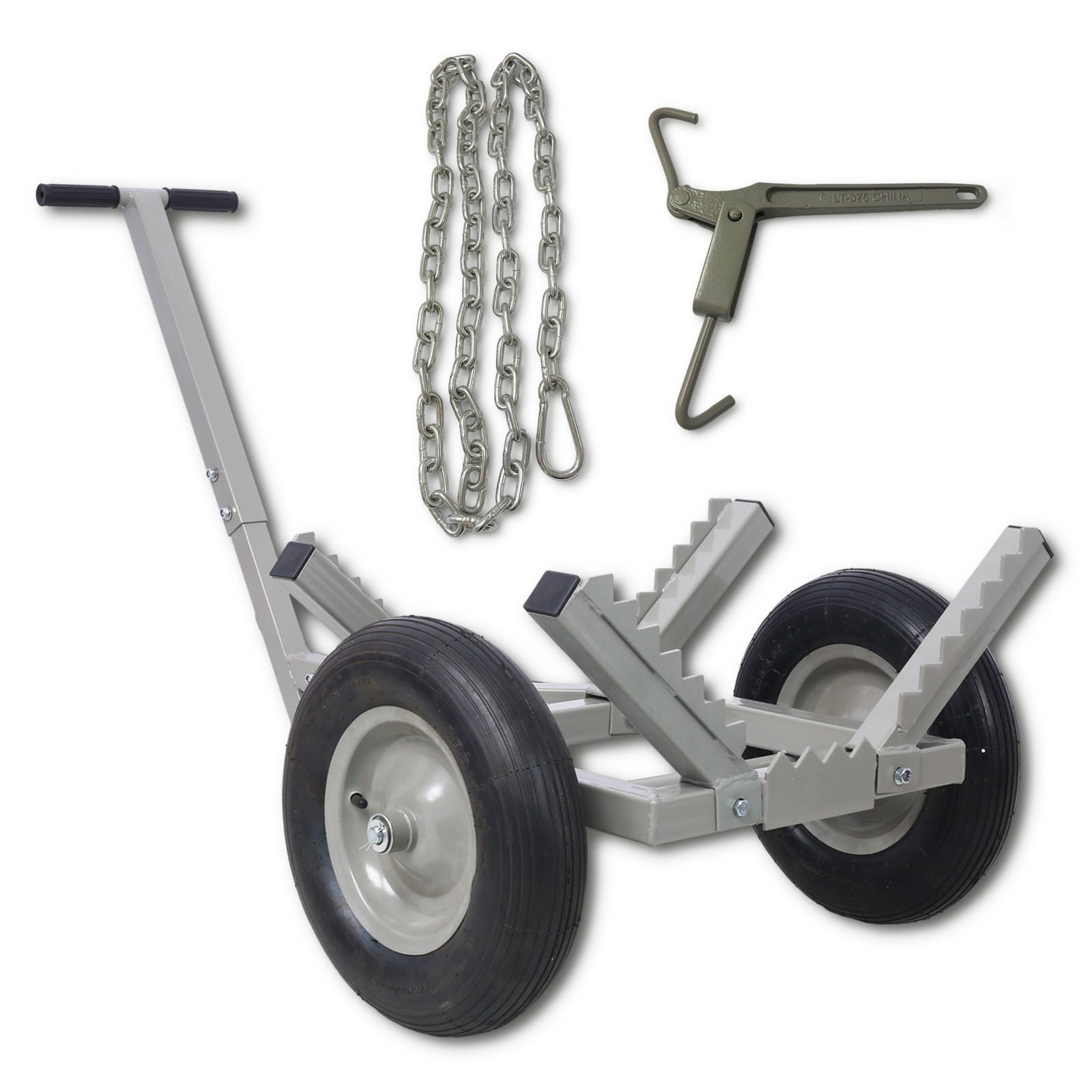 Heavy Duty Log Dolly w/Load Binder & Chocker Chian 440LB Capacity Load Log Mover