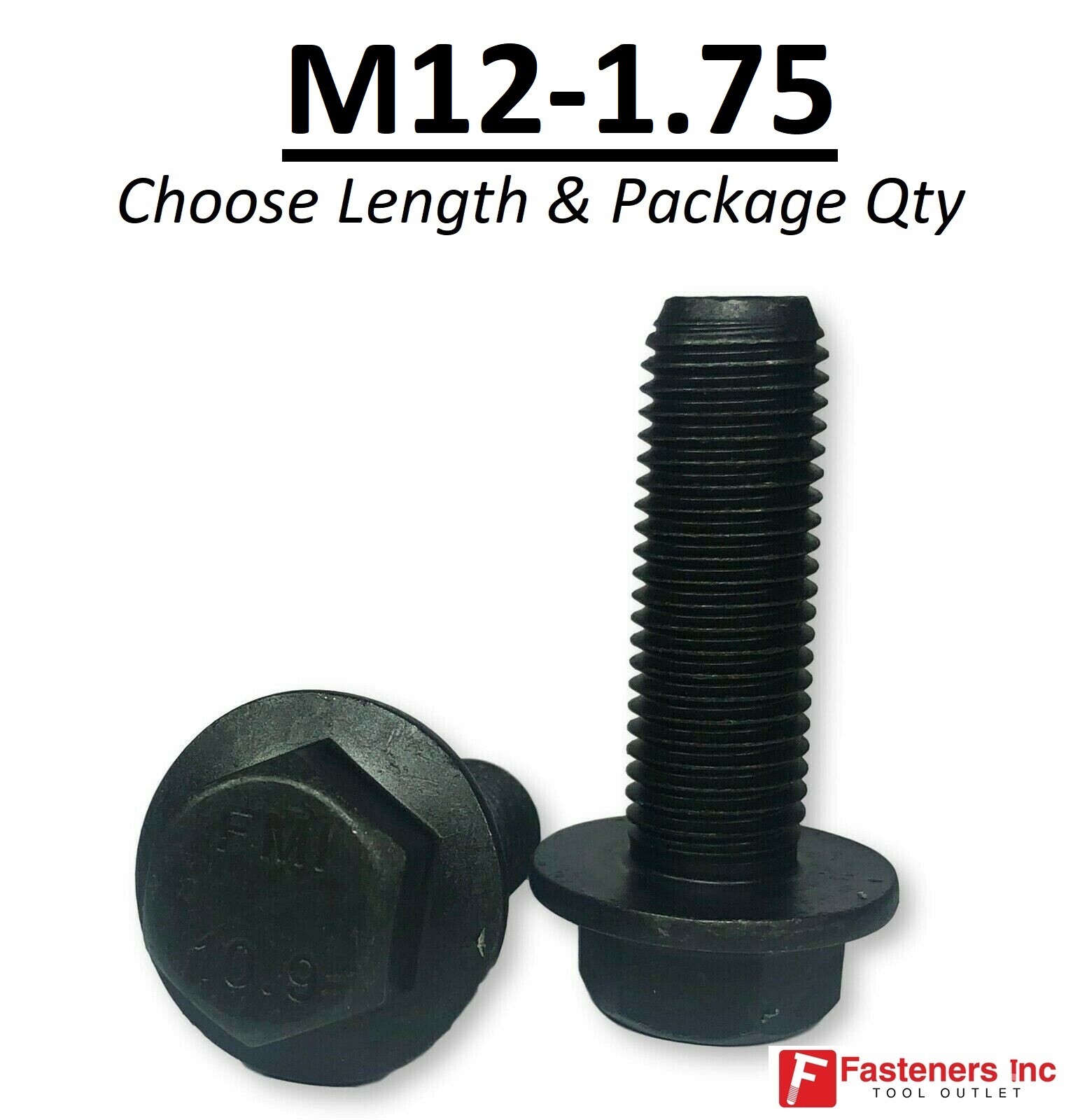(Choose Length & Qty’s) M12-1.75 Grade 10.9 Metric Flange Bolts Black Phos & Oil