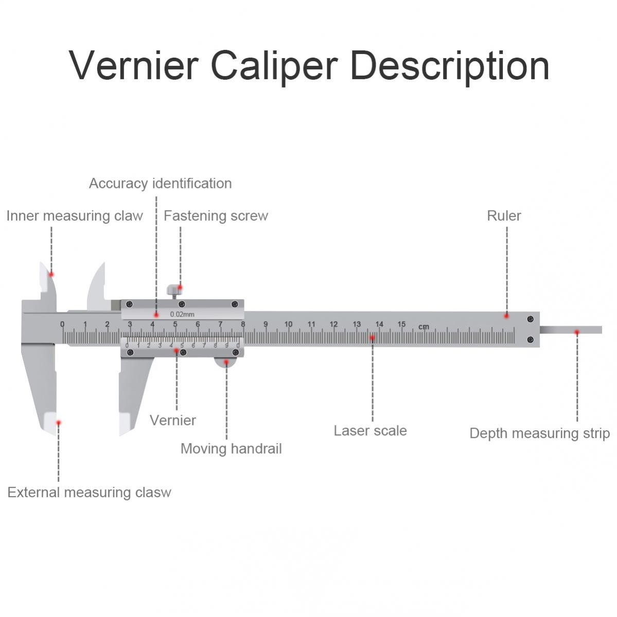 Vernier Caliper Measuring Tool 150mm Manual Non Digital Calipers 0.02mm Accuracy