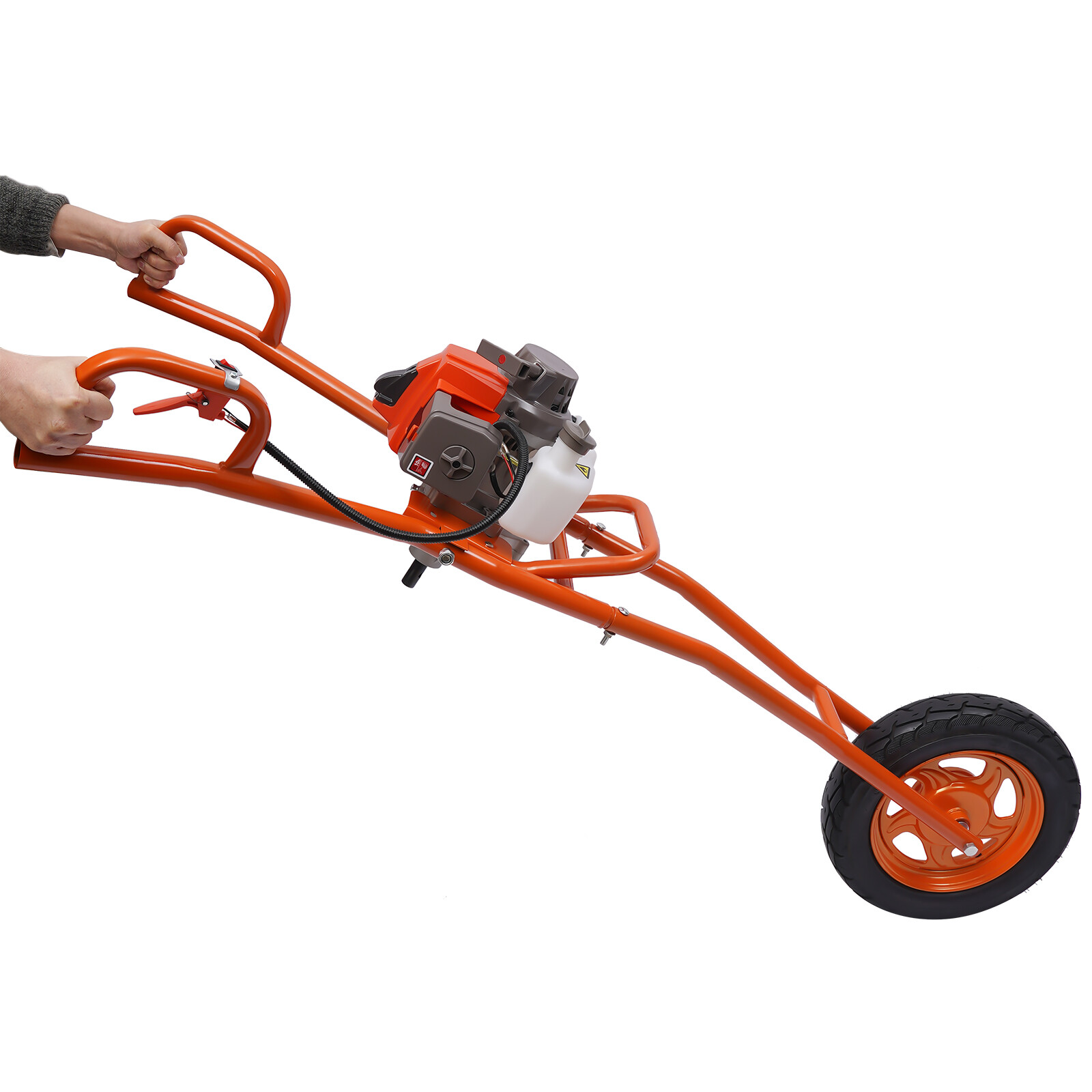 11″ Bit Post Hole Digger Gas Powered 63cc 3hp Hand Push Earth Auger Ground Drill