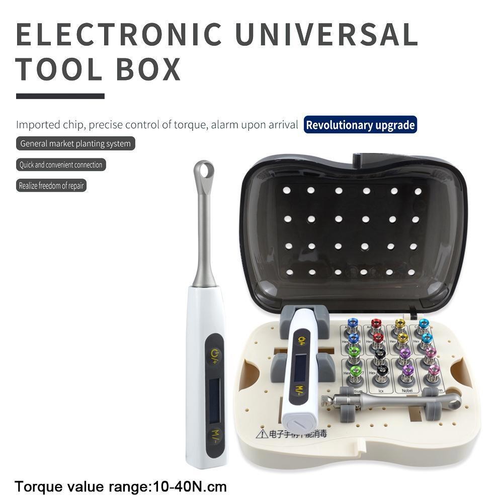 US Electronic Dental Universal Implant Torque Wrench Contra Angle &16pcs Drivers