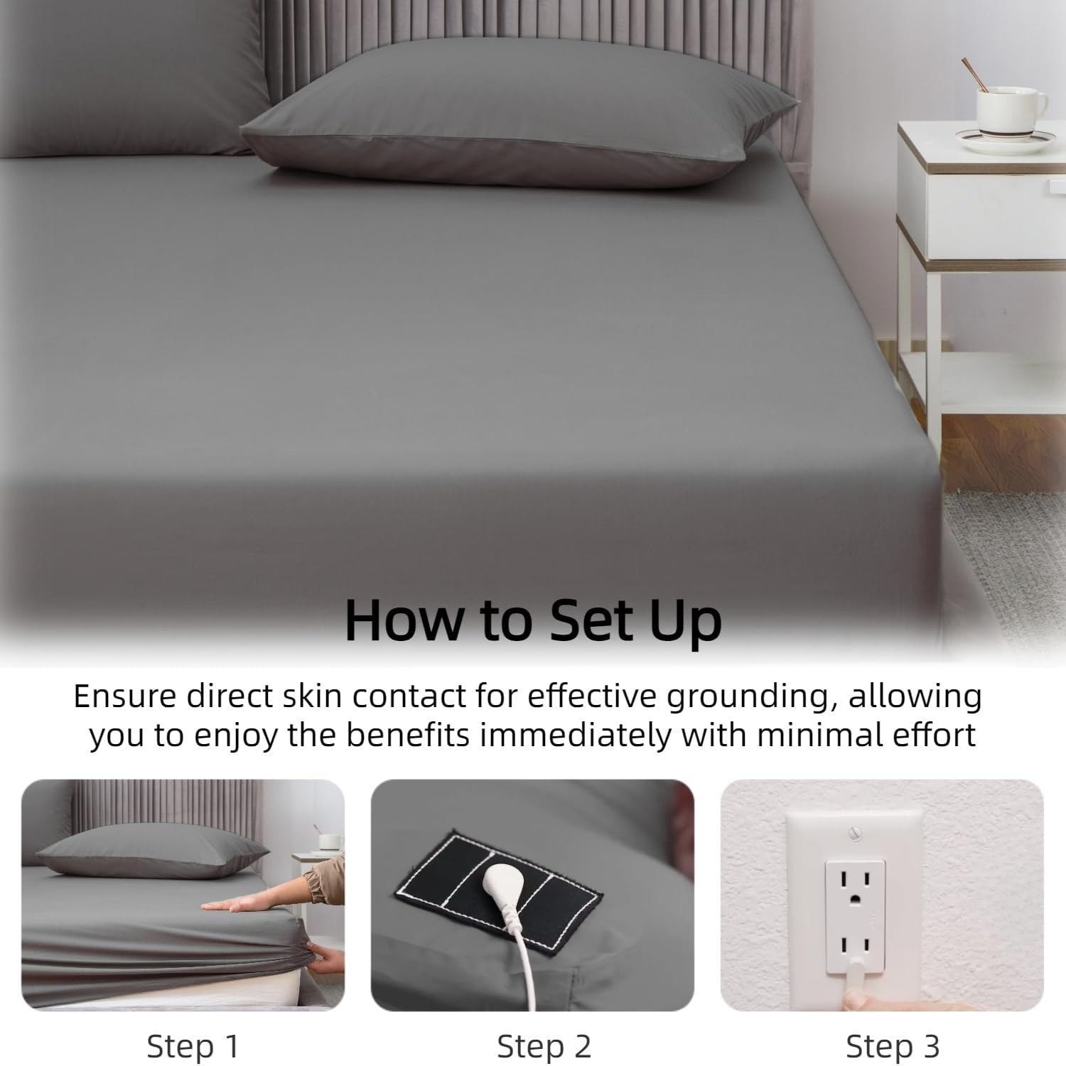 Machine Washable Grounding Sheets for Health & Wellness – Queen Size Gray
