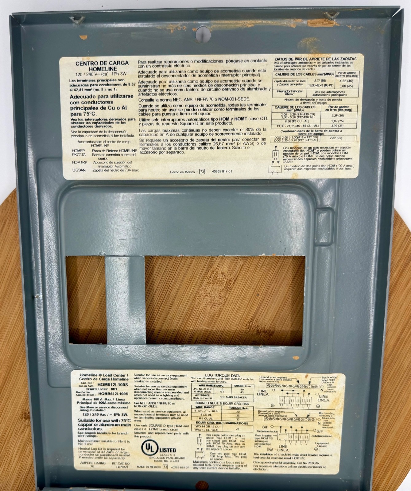 Square D Homeline 100 Amp 6-Space Surface Mount Main Lug Load Center Enclosure