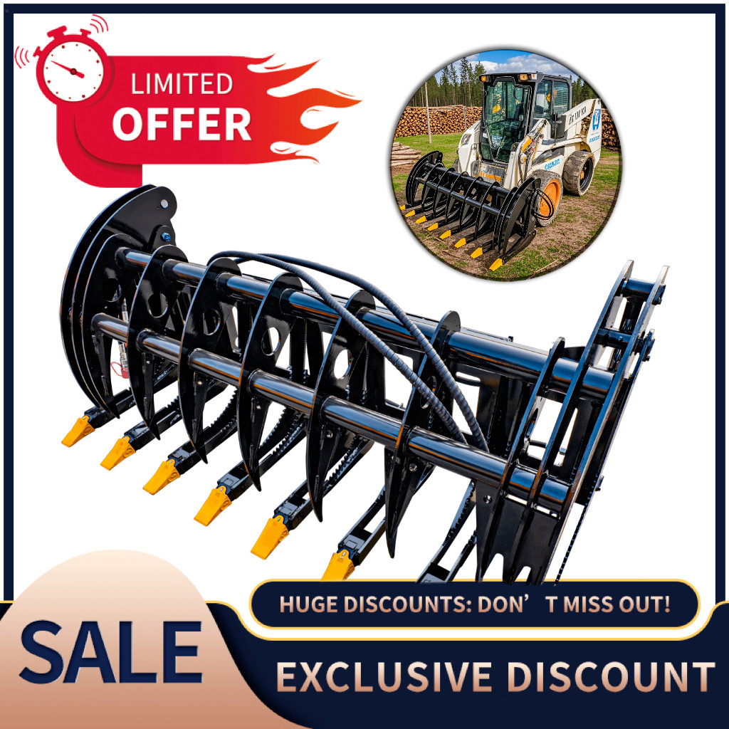 72inch Forestry Rake Clam Grapple Root Attachment Fit Bobcat Skid Steer Loader