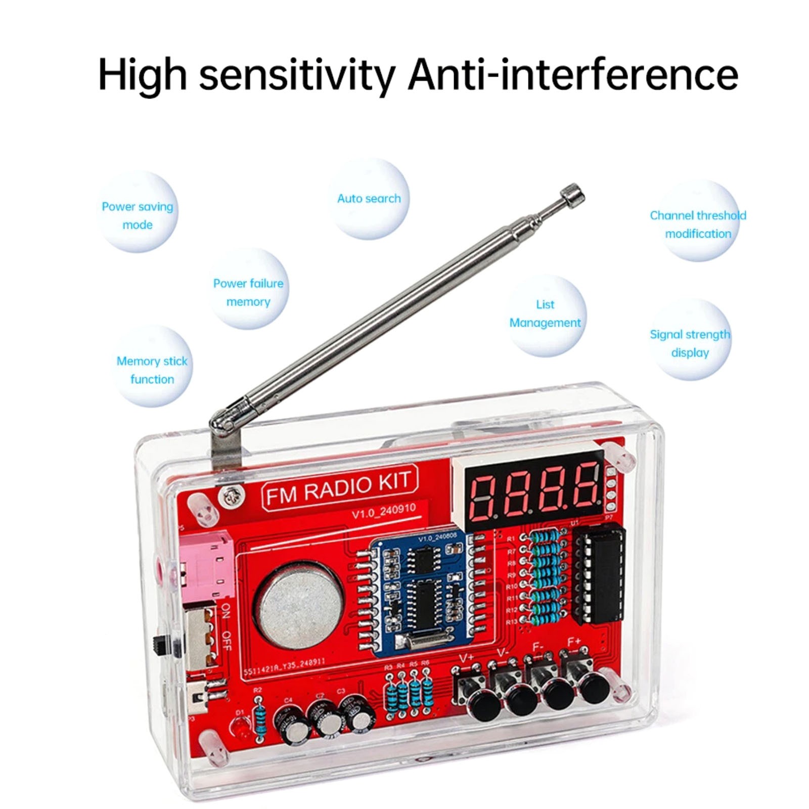 Educational RDA5807 FM Radio DIY Kit 87-108MHz with 15 Sound Level Adjustments