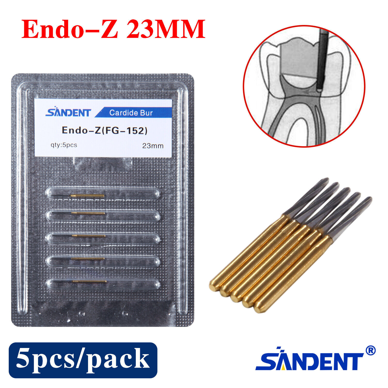 1 box Dental Surgical Endo-Z Bur Carbide Tungsten Finishing cutter FG 23mm USA