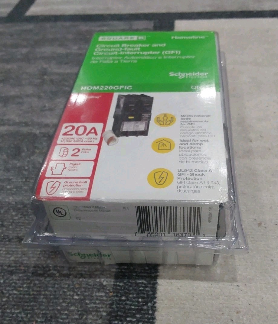 Square D HOM220GFIC 20A Circuit Breaker & GFIC H4