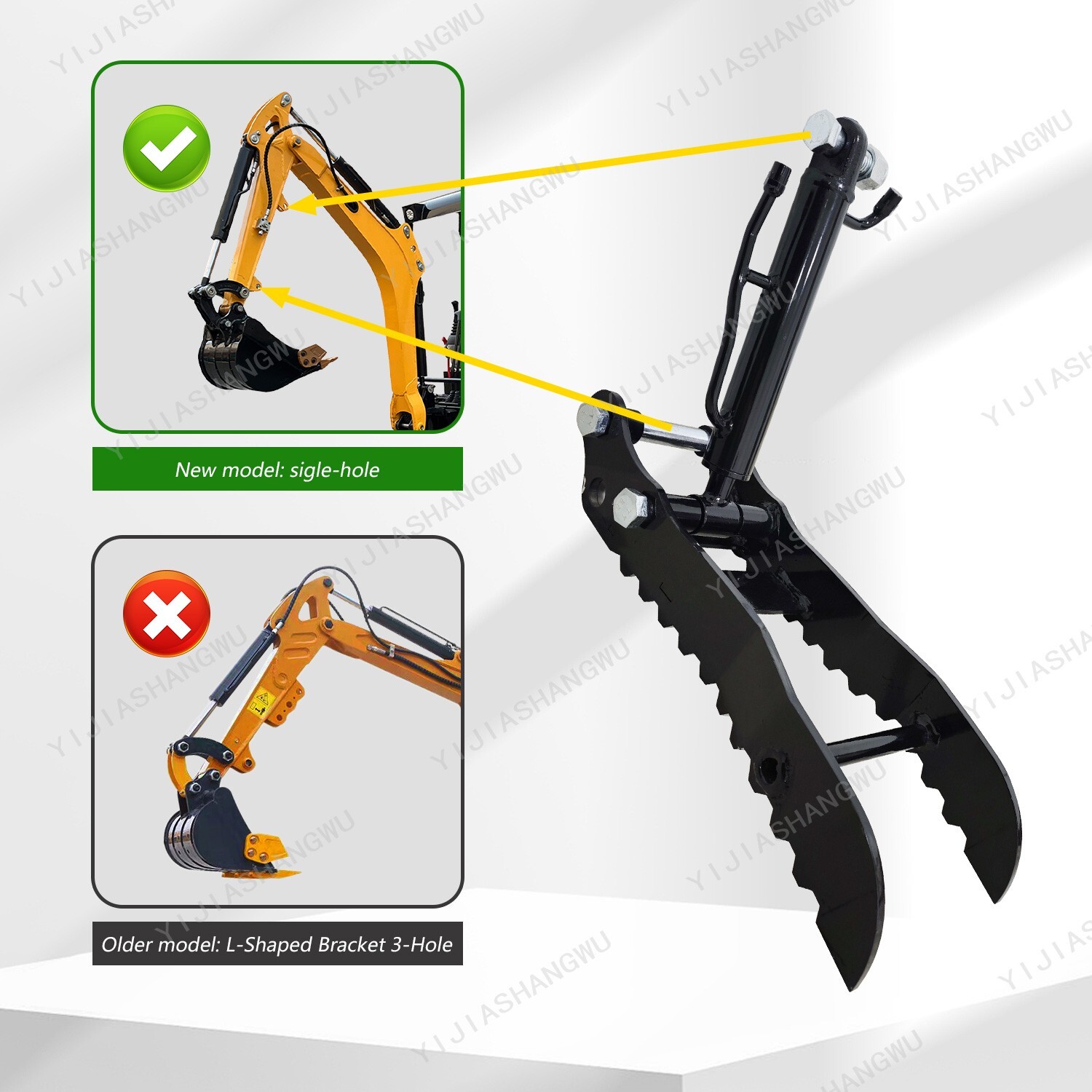 Hydraulic Thumb Clip for Mini Excavators Attachments Single Hole Metal Grab