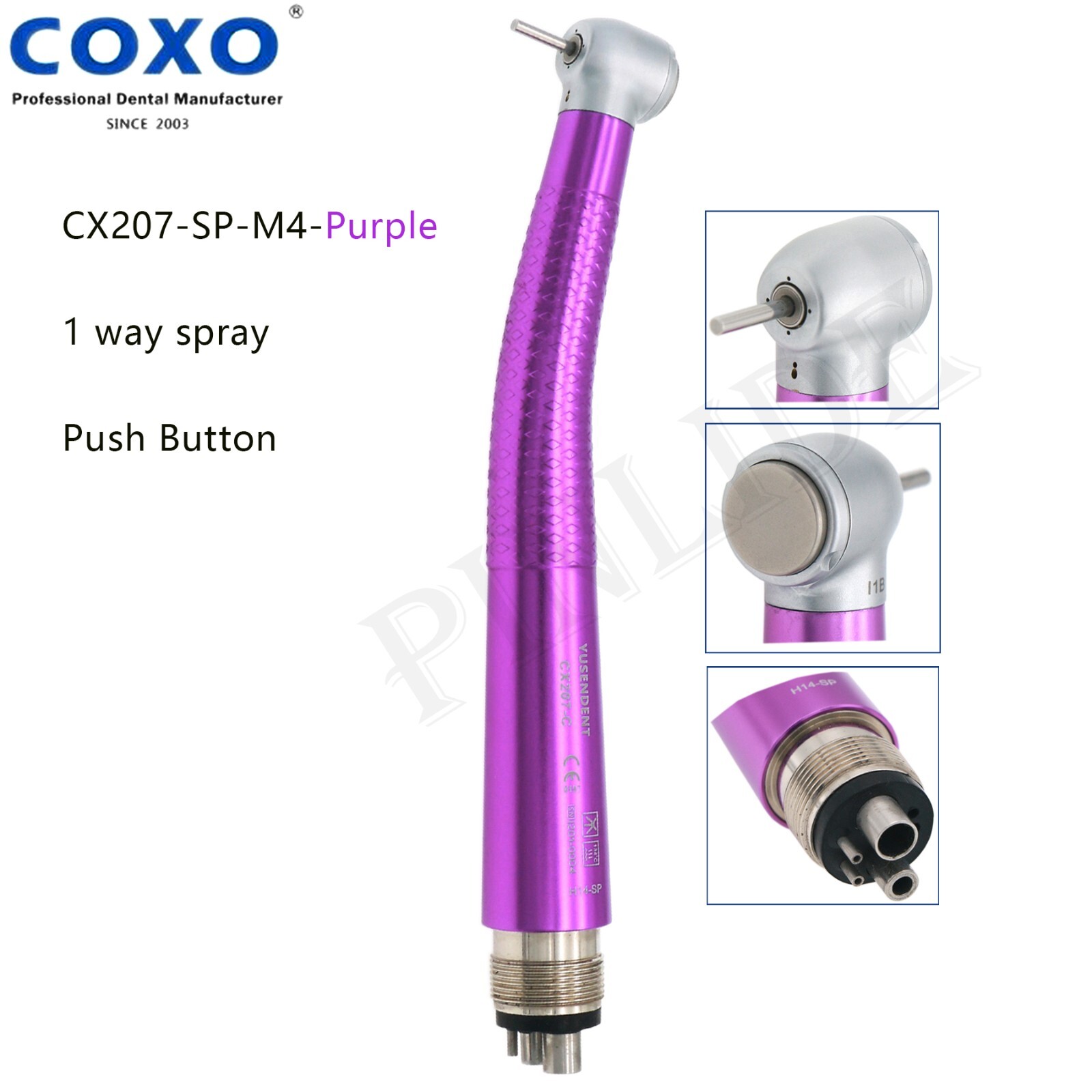 US COXO Dental High Speed Colorful Handpiece CX207-C Air Turbine 4 Holes M4 Blue