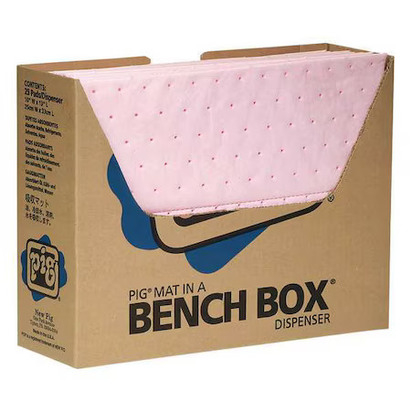 Pig Mat3510 Sorbent Pad, 10 Gal, 10 In X 13 In, Universal, Pink, 100 Pk