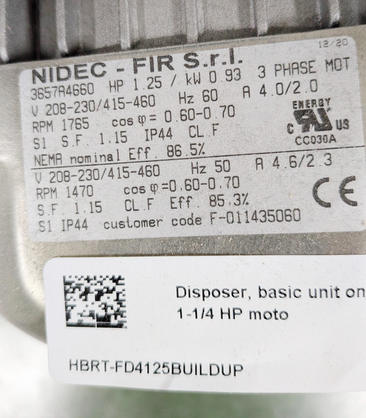 Hobart FD4/125+BUILDUP Disposer, Basic Unit Only