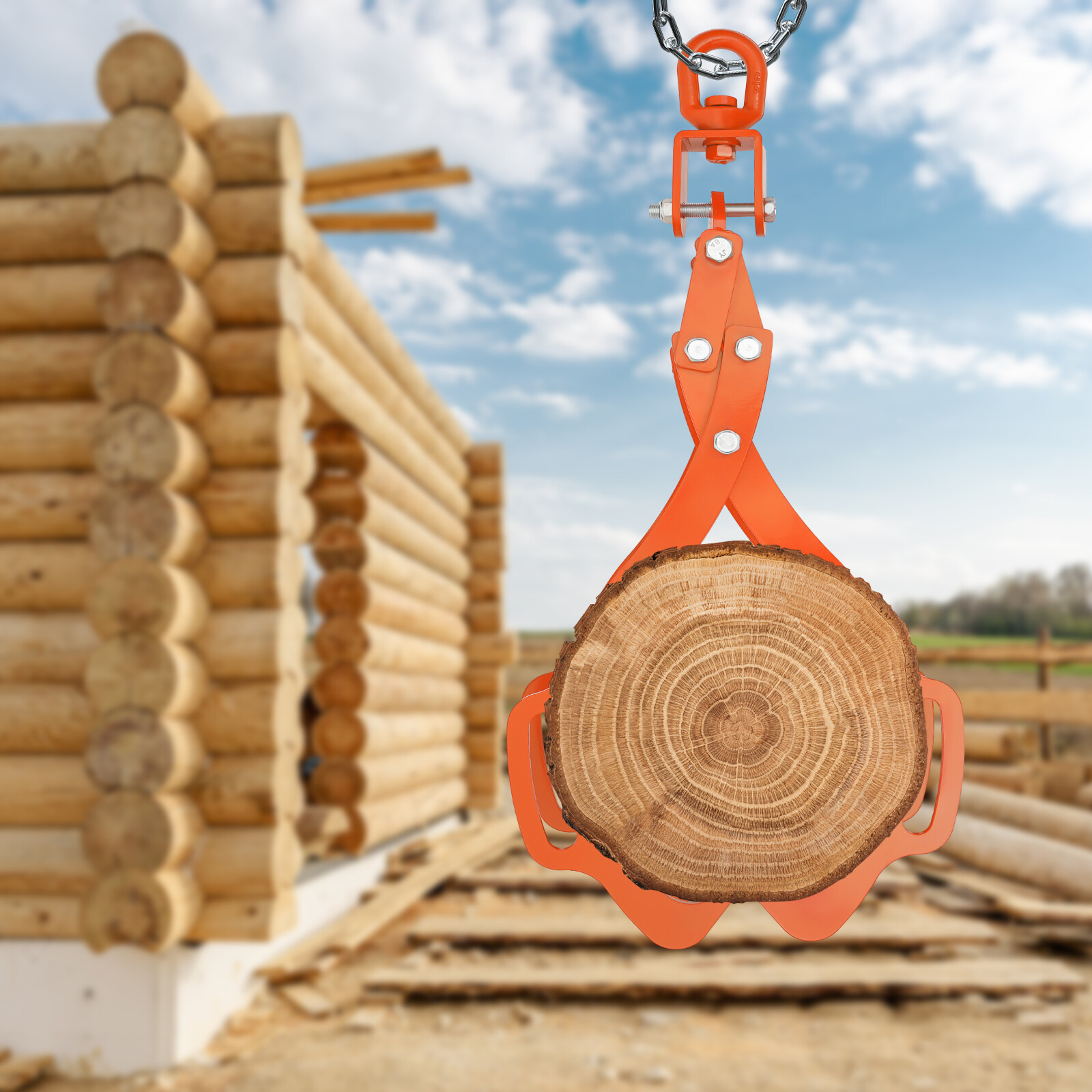 28in Log Lifting Tongs, Tractor Grapple, Heavy Duty,4 Claw Timber Carbon Steel