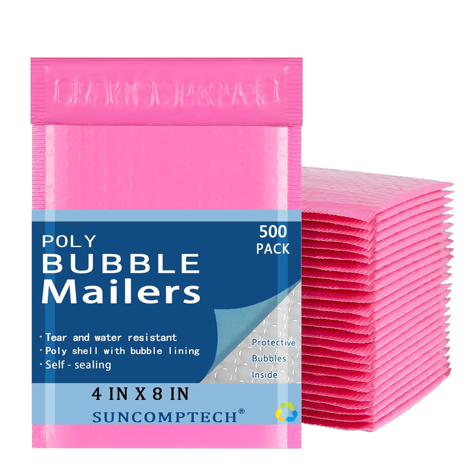 #000 500 PCS 4×8 (4×7) Poly Bubble Mailers Shipping Bag Padded Envelopes Pink