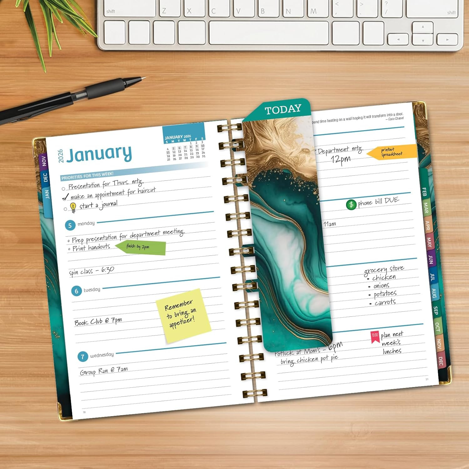 HARDCOVER 2026 Planner, 5.5″x8″: 14 Months (November 2025 – December 2026), Dail