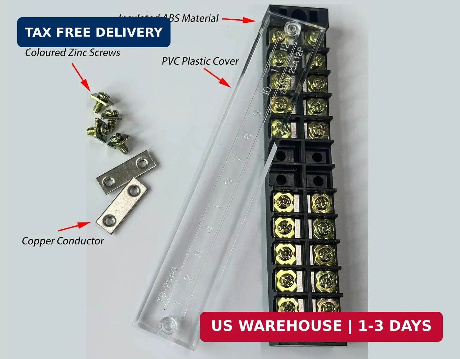 Terminal Block (2 Sets) 2Pcs 6 Positions Dual Row 600V 15A Screw Terminal Strip