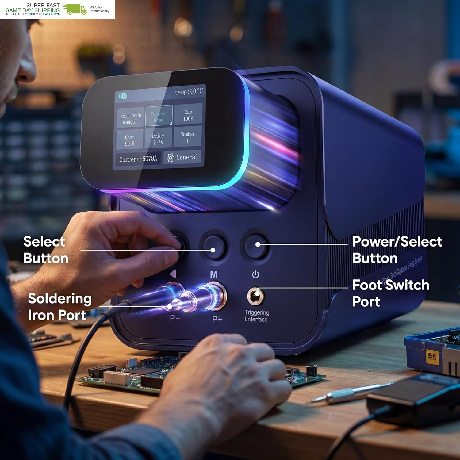 Capacitor Spot Welder for Battery Pack, 10.5Kw Farad Welding Machine, Automatic