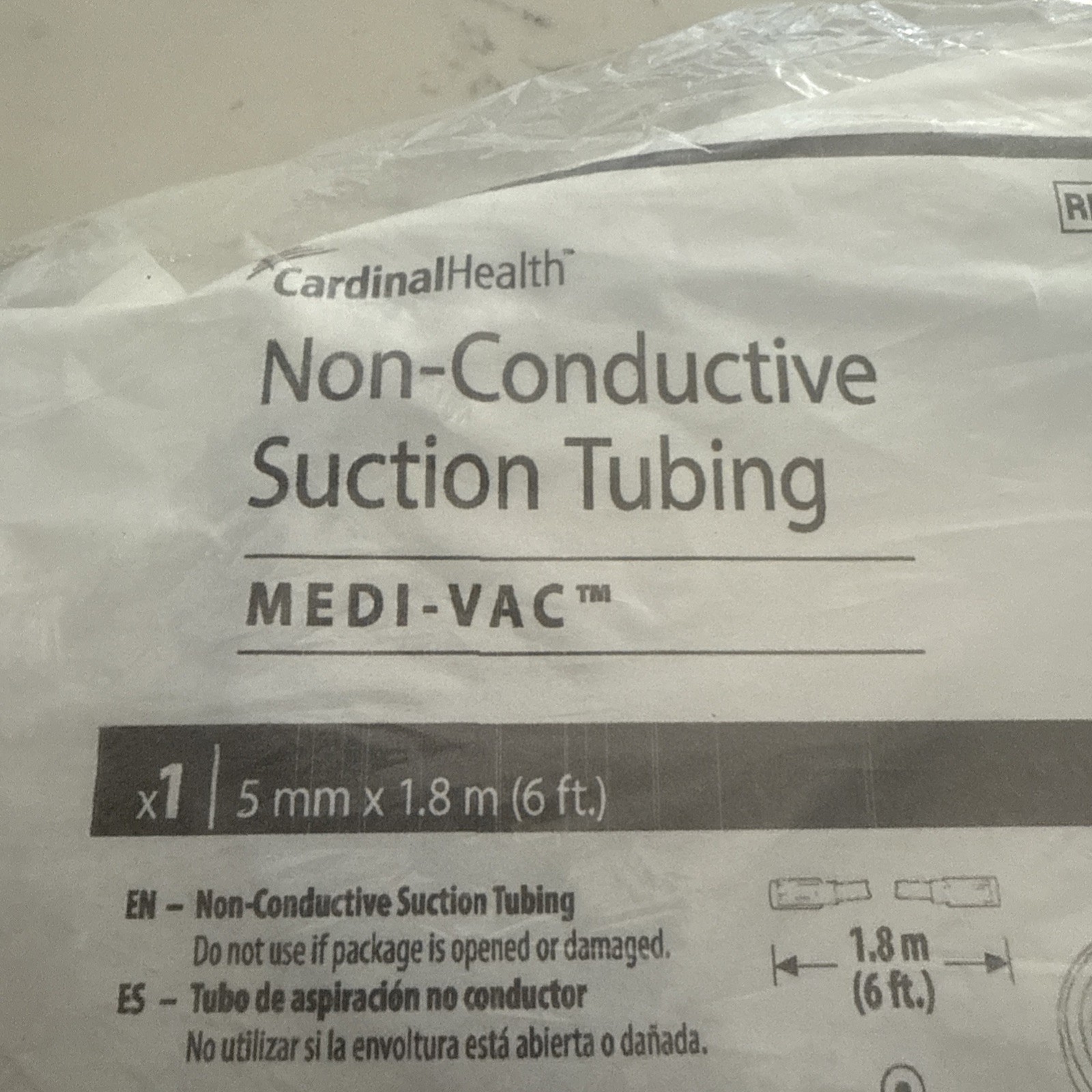 Lot 4 CARDINAL HEALTH N56A MEDI-VAC NON-CONDUCTIVE SUCTION TUBING 5 MM X 1.8 M