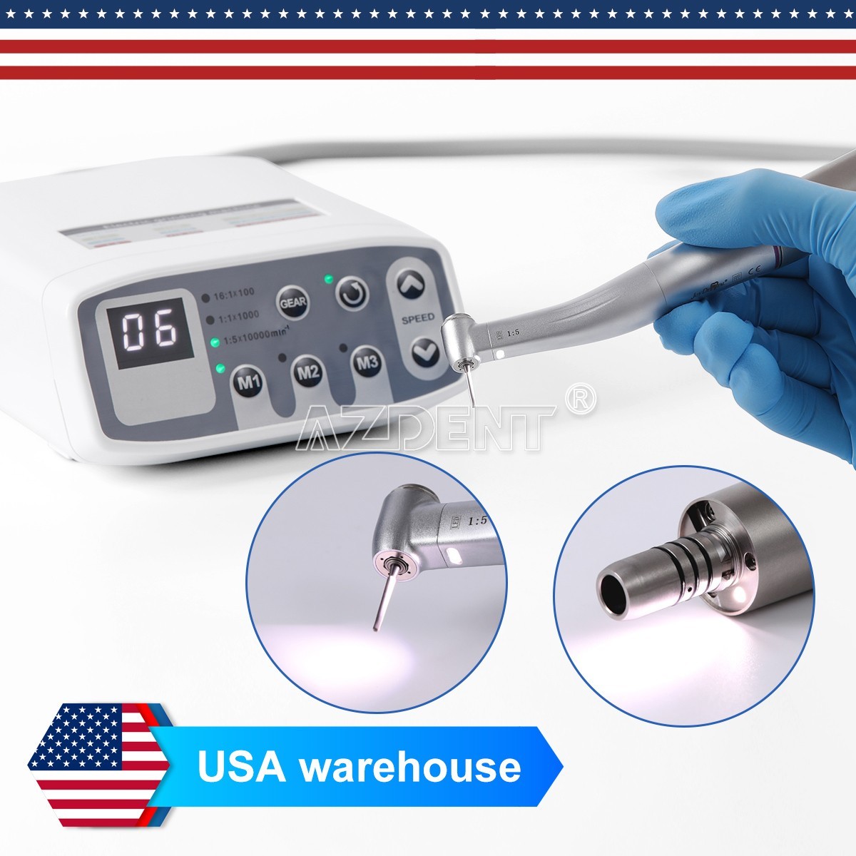 Dental Cart Cabinet Trolley /LED Electric Micro Motor Brushless /1:5 Handpiece