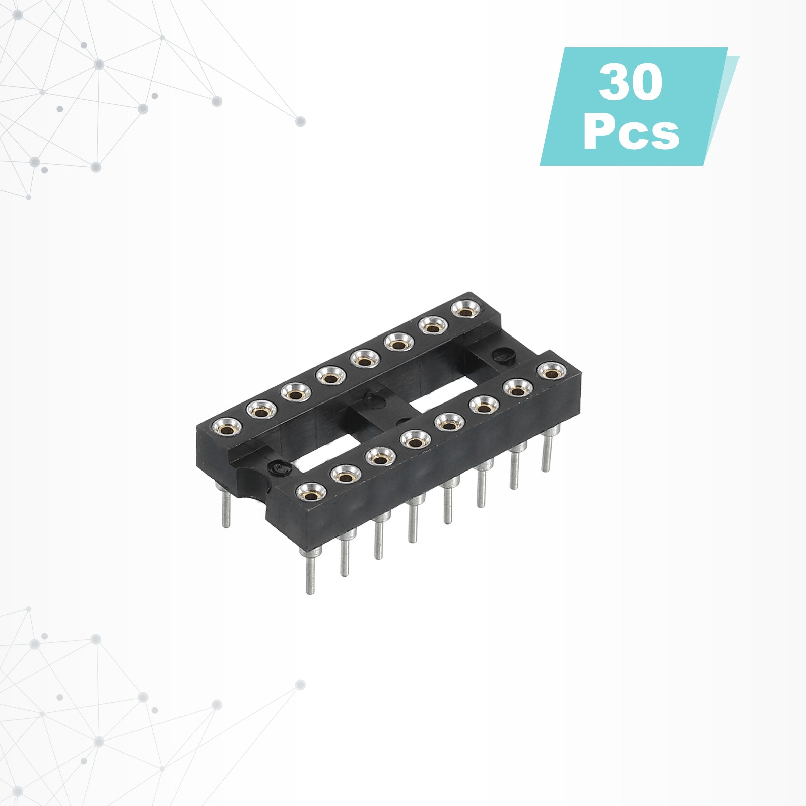 30Pcs DIP IC Chip Socket Adapter Narrow Round 16 Pin 2.54mm/0.1″ Pitch