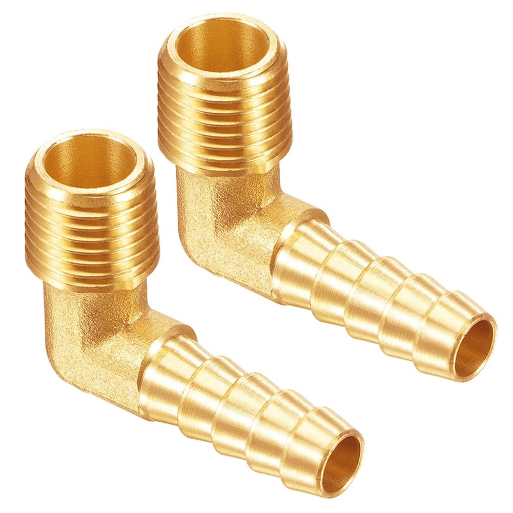 Uenede 2PCS Brass 3/4″ NPT Male to 3/4″ Barb 90 Degrees Elbow Hose Barb Fitti…