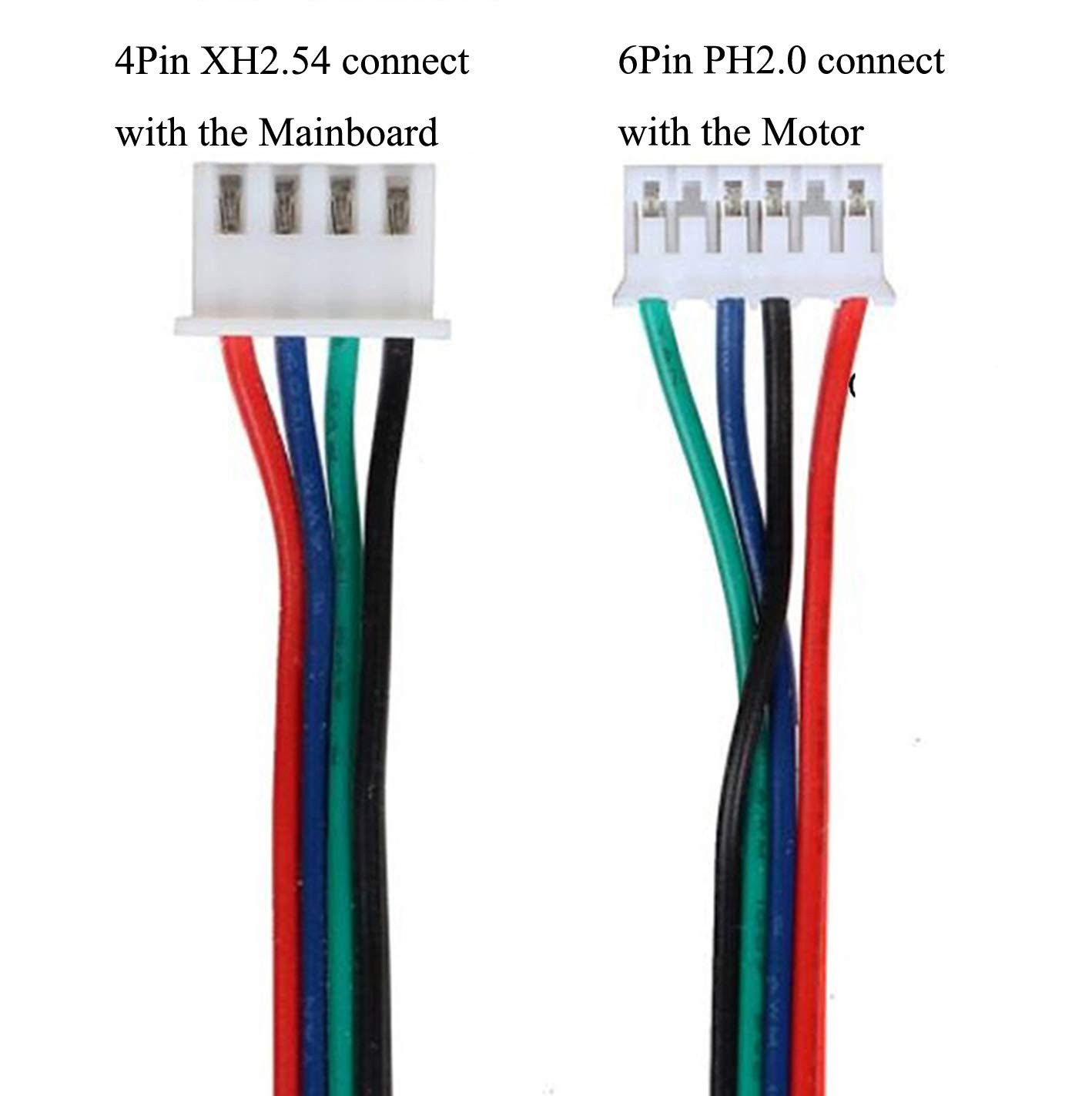 6Pcs 1.5M/4.9Ft Stepper Motor Cables XH2.54 4Pin to 6Pin White Terminal Paralled