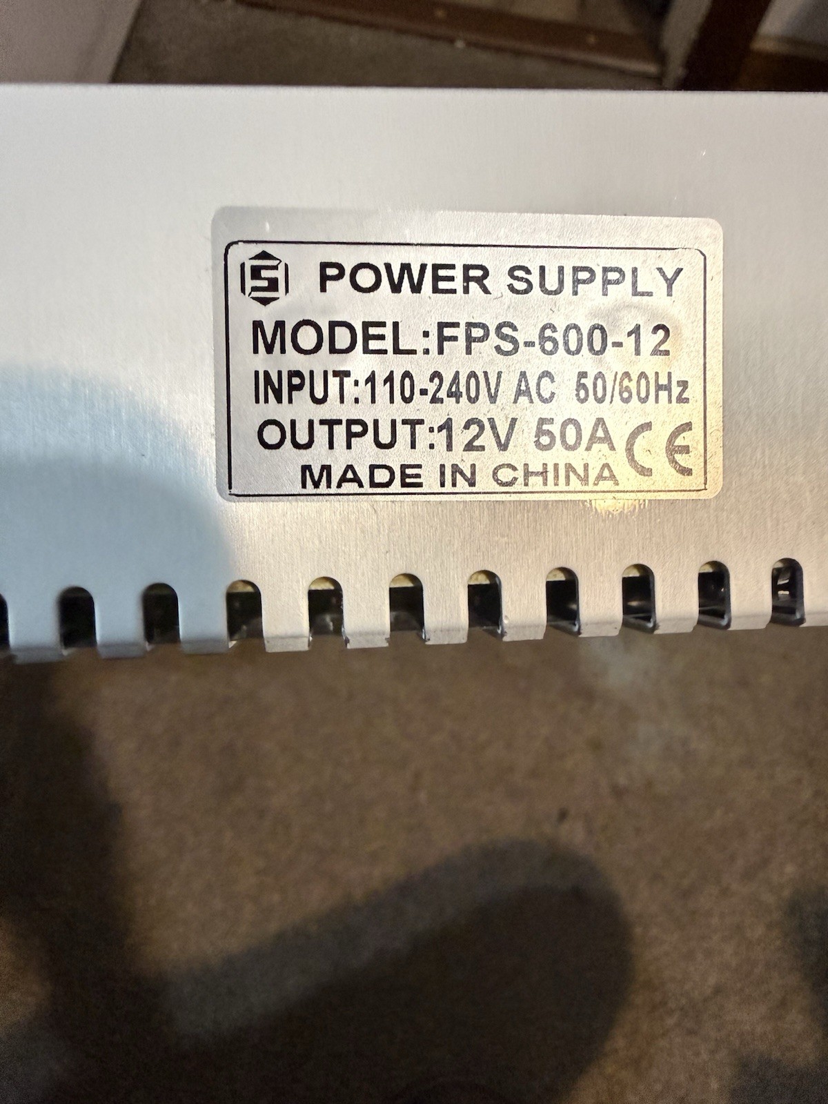 FPS-600-12 Enclosed Switching Power Supply 110-240VAC In 12V 50A 600W Adj