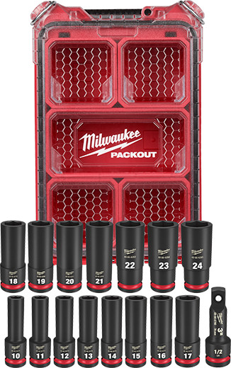 Milwaukee 49-66-6803 16PC SHOCKWAVE Impact Duty Socket 1/2” Drive 16PC MM Set