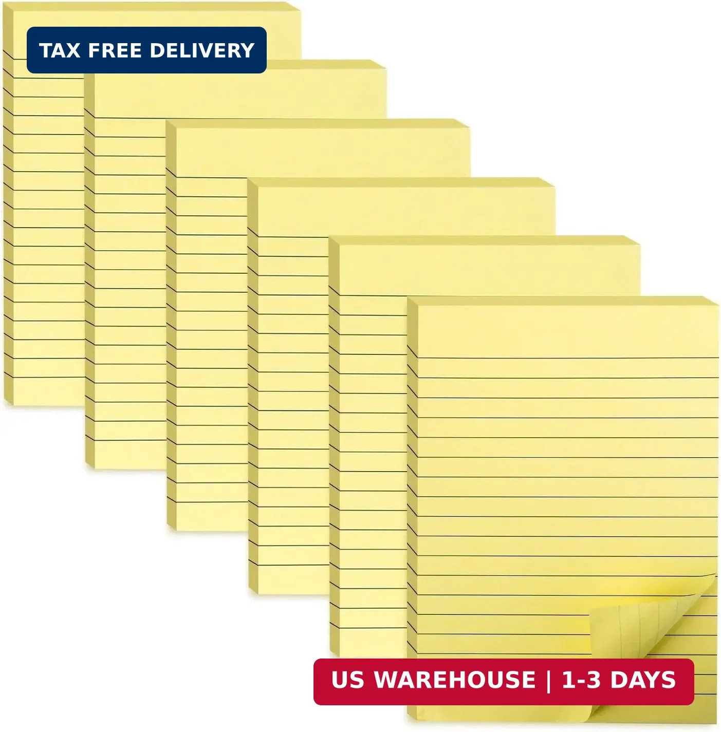 Large Sticky Notes 6x8in Yellow,300 Sheets, Clean Removable Note Pad | 6 Pack li