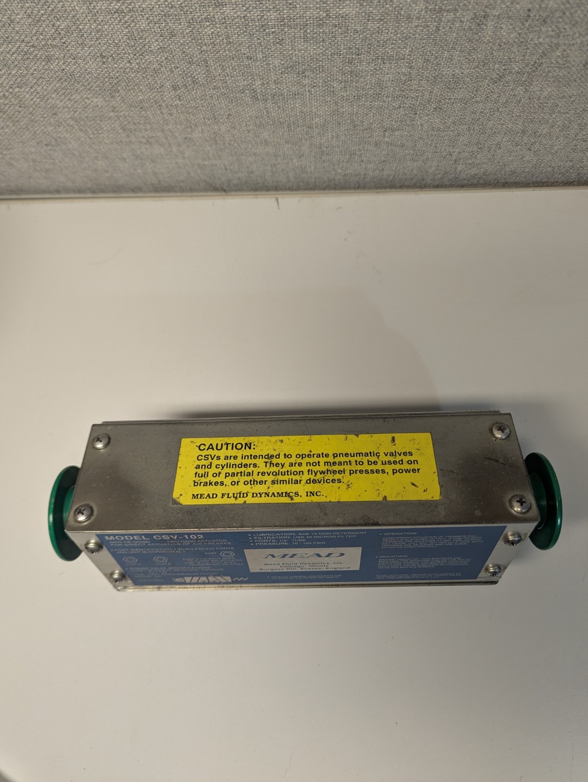 MEAD CSV-102 Two hand Pneumatic Actuator Works Good
