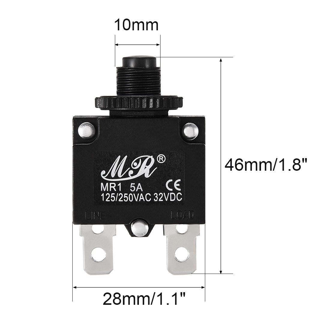 AC 125/250V 5A Thermal Overload Protector for Device Circuit Breaker,2Pcs