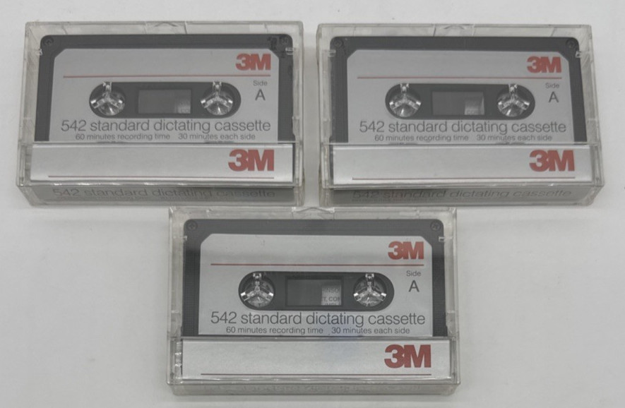 Lot of 3 «3M» 542 Standard Dictating Cassette Tapes 60 Mins Factory Sealed