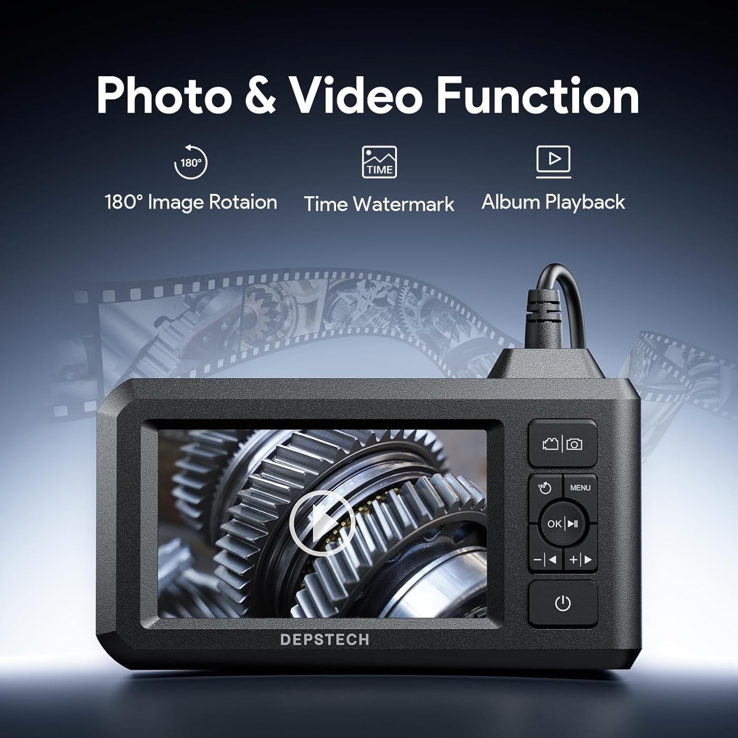 DEPSTECH Dual Lens Industrial Endoscope, 1080P Digital Borescope Inspection Came
