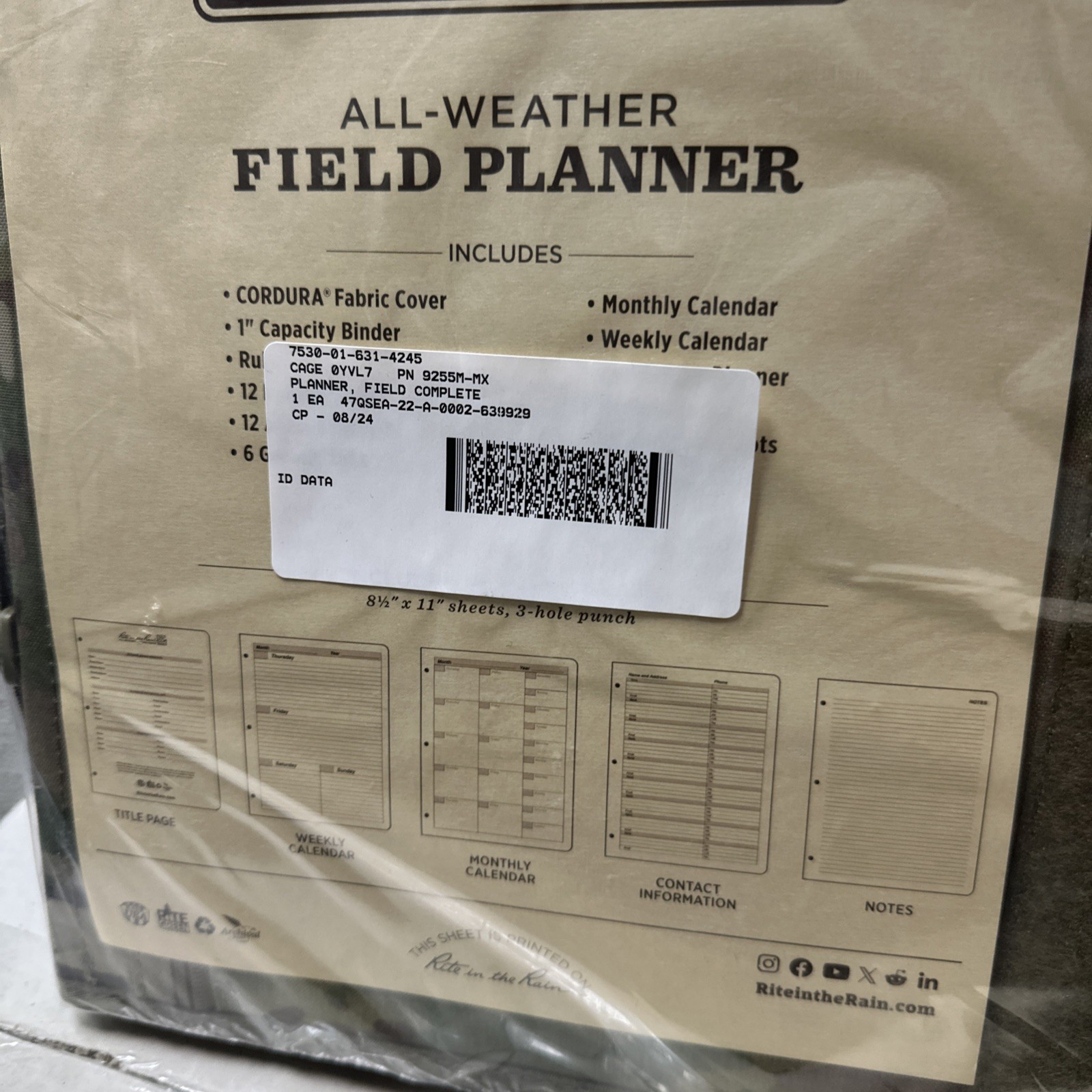 Rite in the Rain All Weather Field Planner Multicam Field Planner No9255M