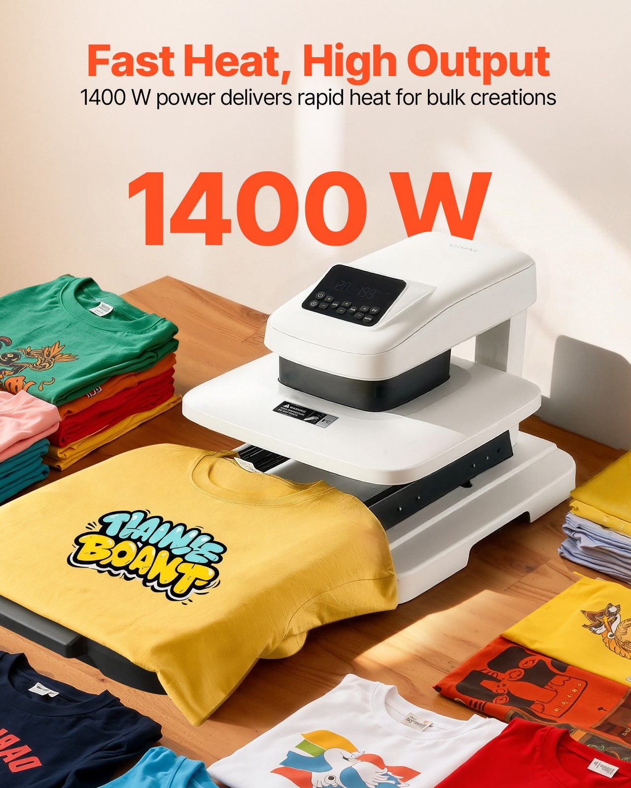 VEVOR Auto Heat Press Machine T-Shirt Press Machine 15 x 15 in Heat Plate White