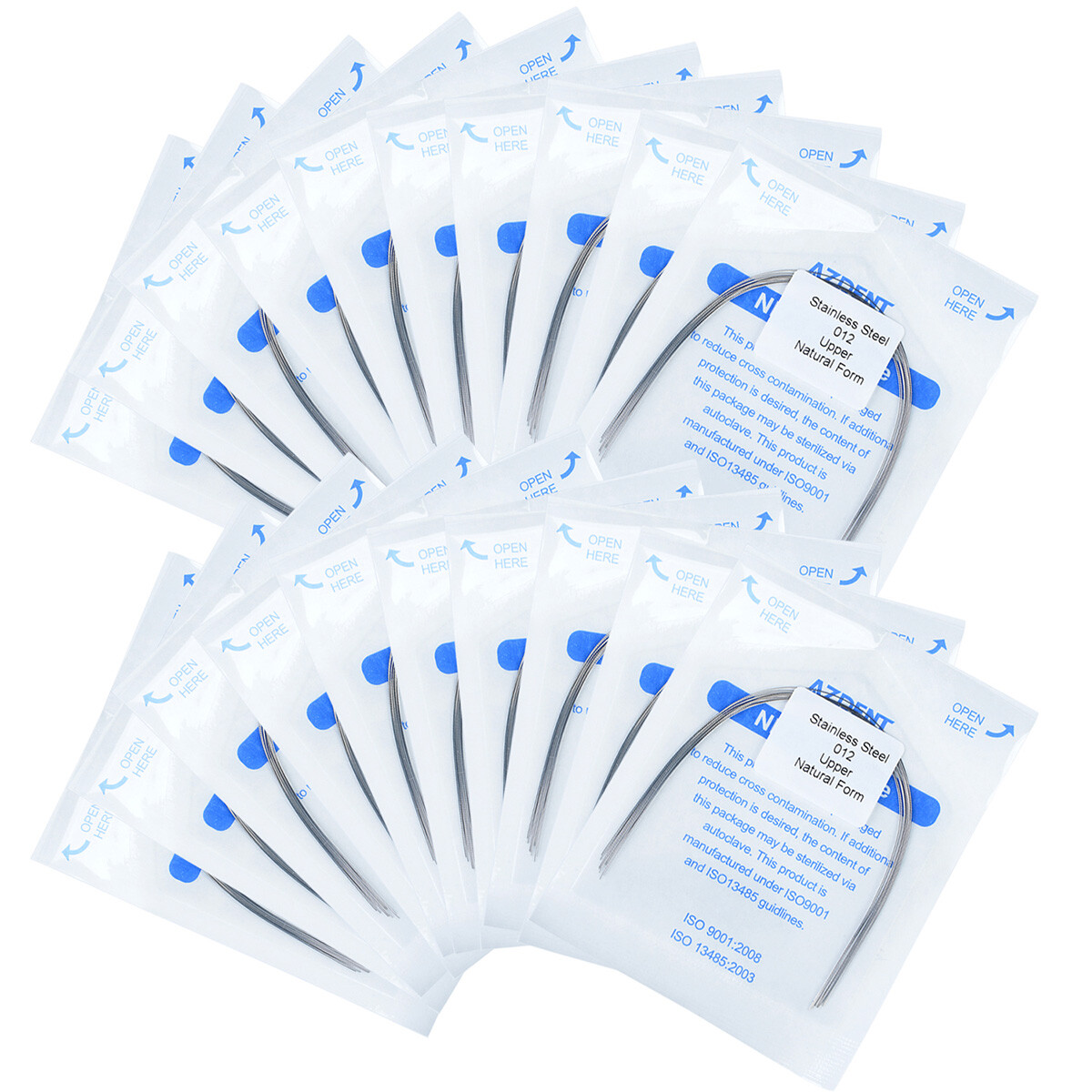 AZDENT Dental Super Elastic Stainless Steel Arch Wires Round Ovoid /Natural FDA